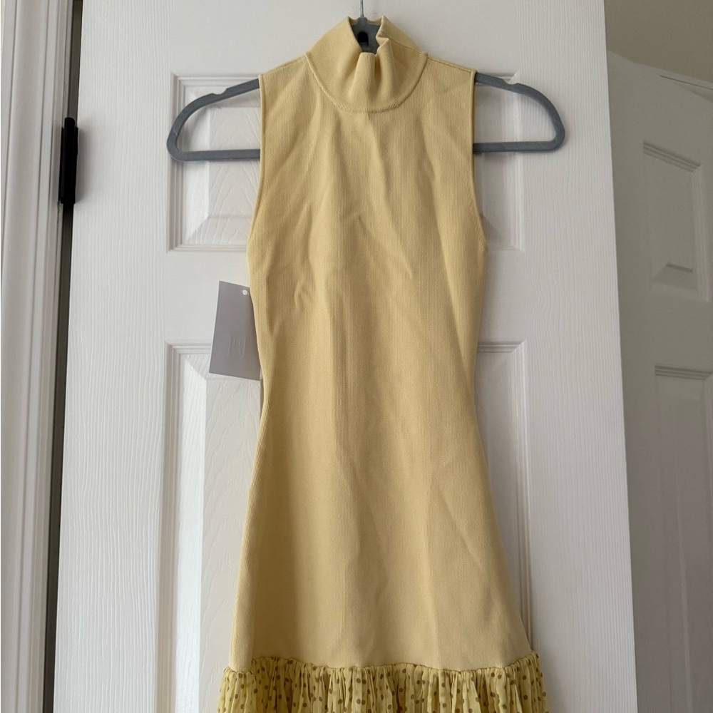 HELSA Costanza Gown Sheer Polka Dot Skirt Butter Yellow NEW with tag - Picture 4 of 10